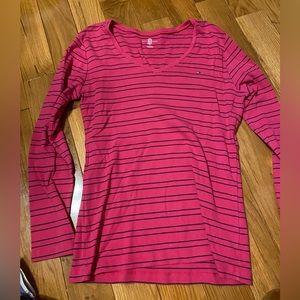 Pink and navy stripe Tommy Hilfiger v neck